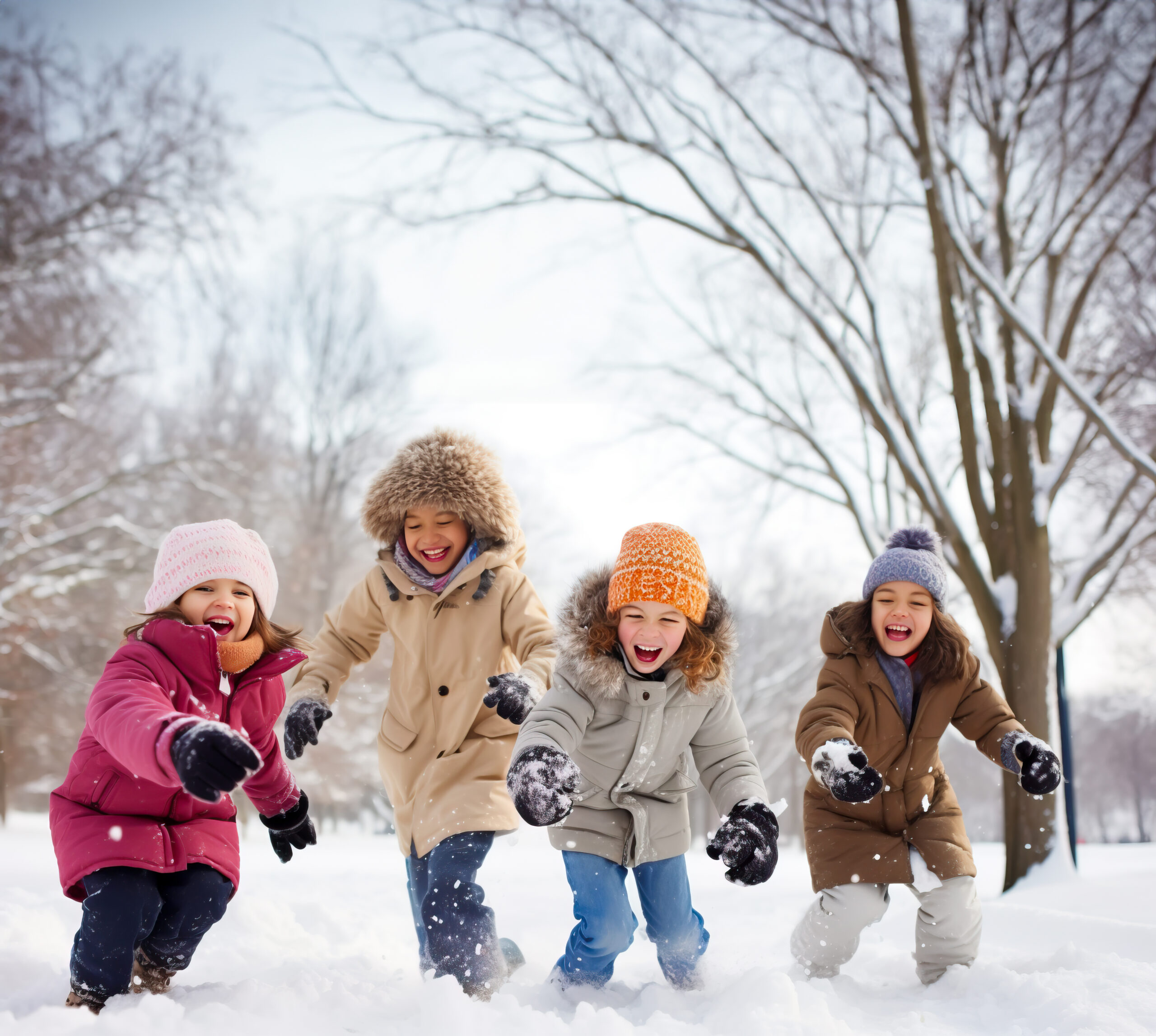 Children Playing in Snow