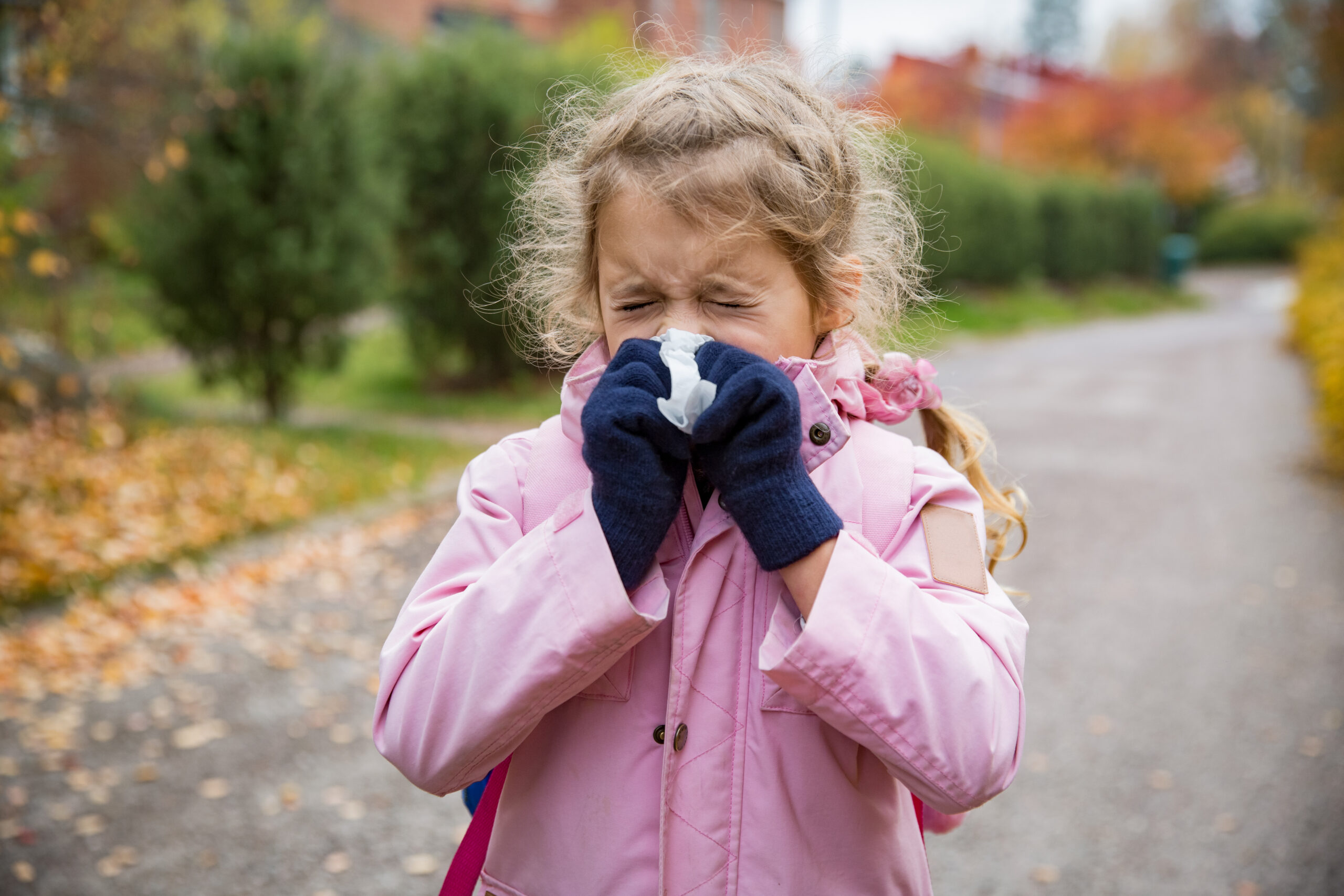 Little girl sick in fall