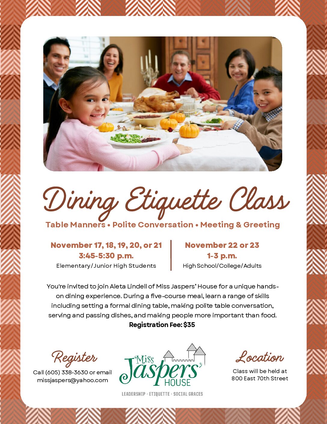 Dining Etiquette Classes at Miss Jaspers’ House