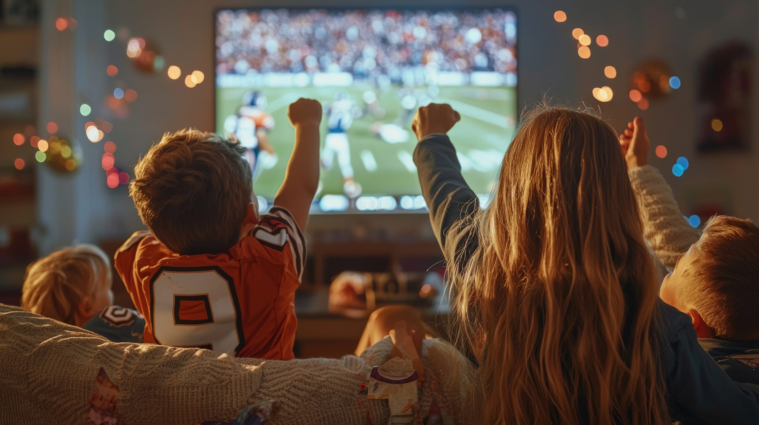 Family Watching the Super Bowl at Home