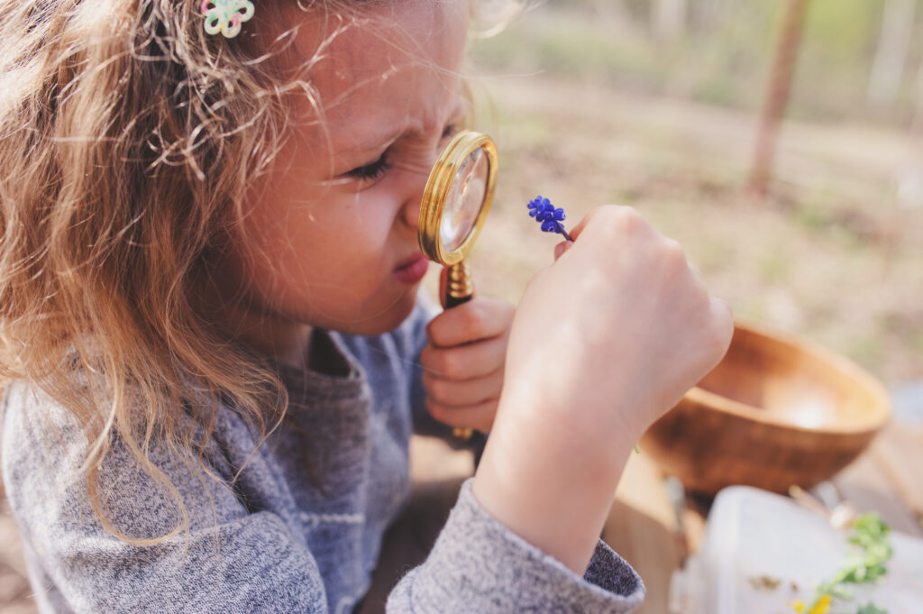 Girl Exploring Nature in the Spring on a nature walk