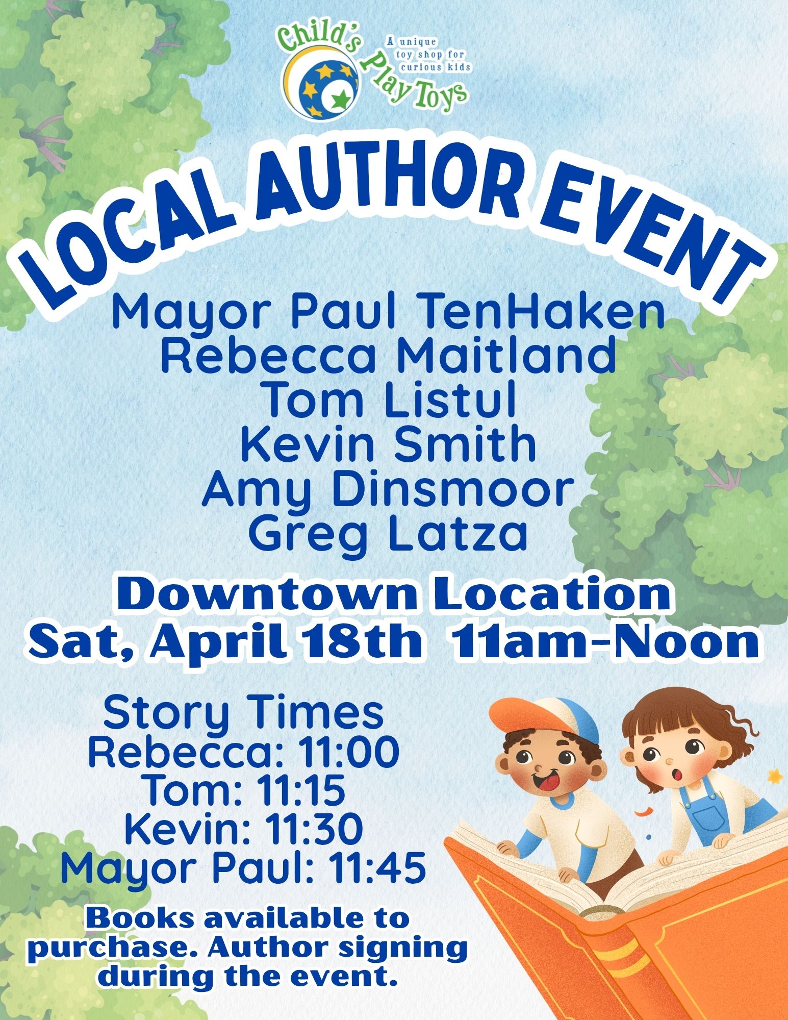 Local Author Event at Child's Play Toys