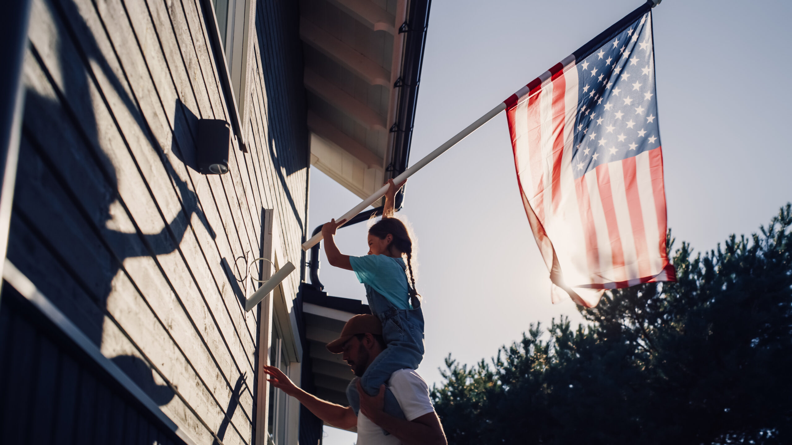 Putting up a flag for the 4th