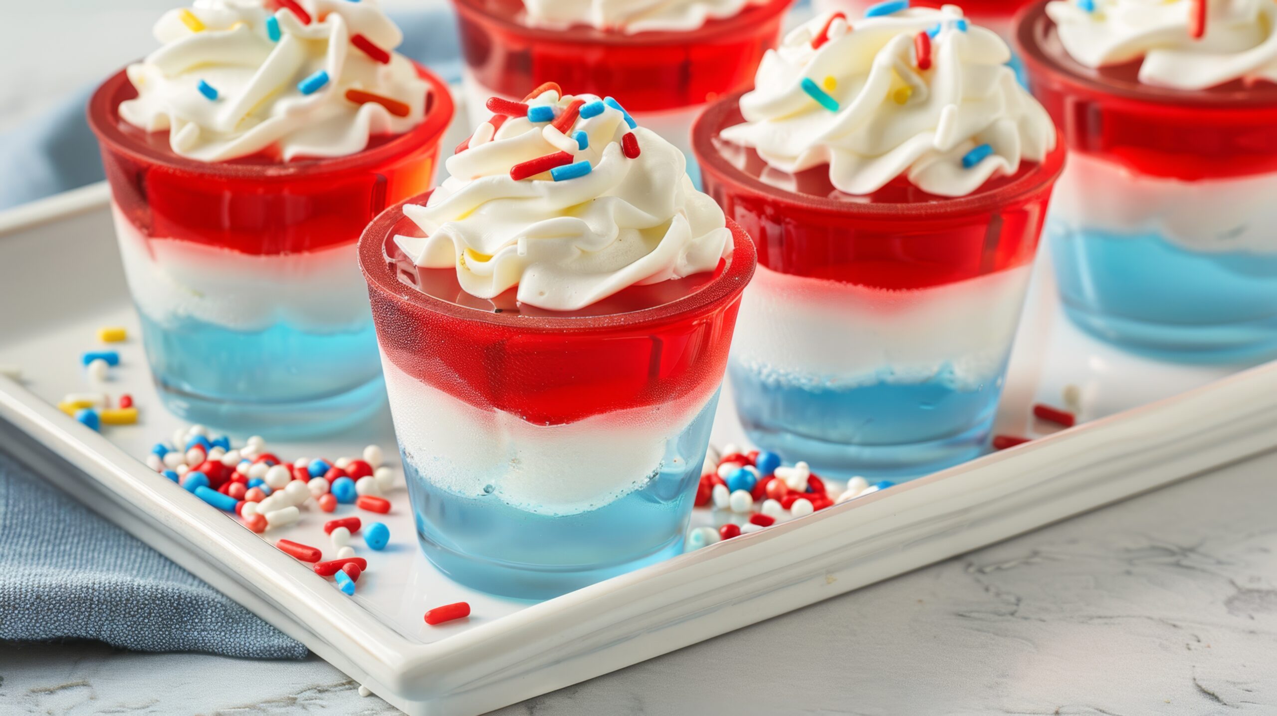 layered 4th of July Jello