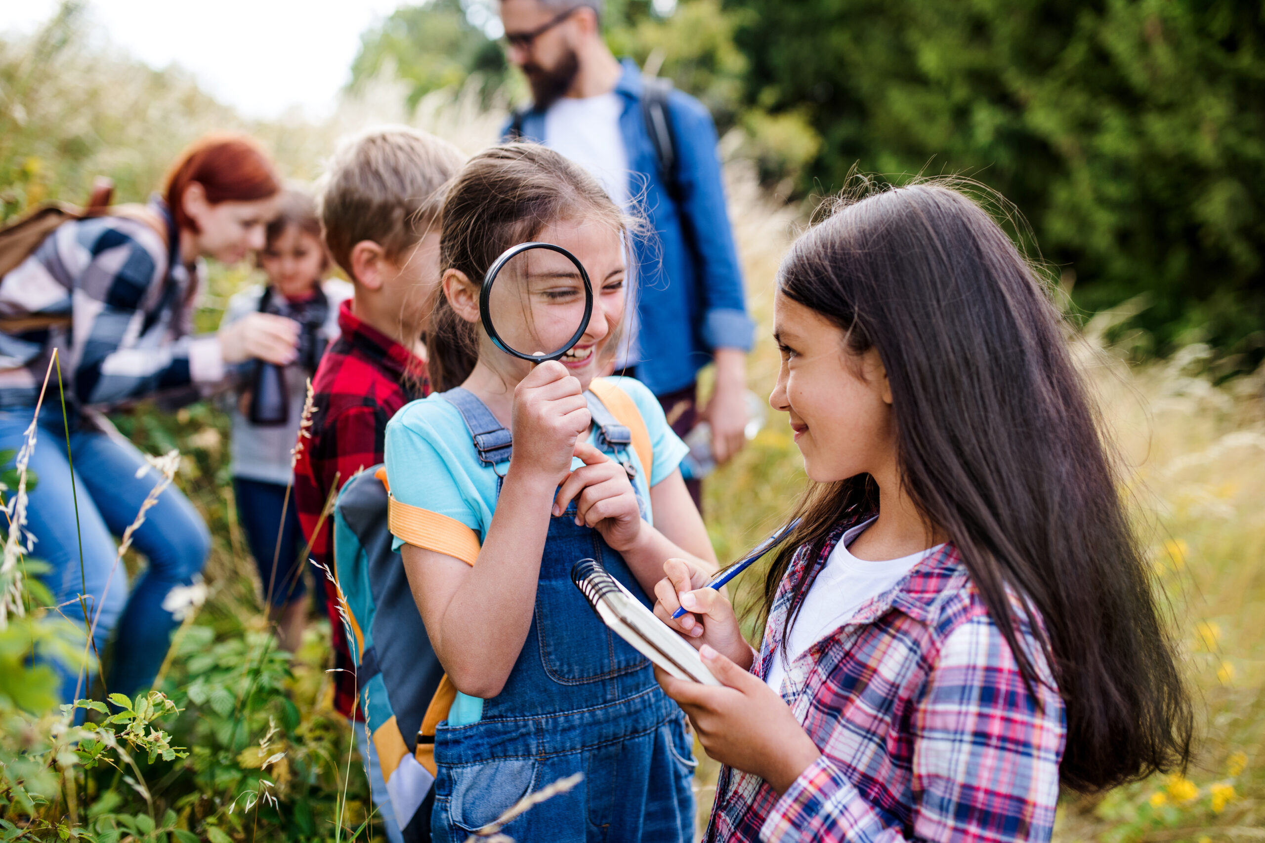 Group of kids checking out nature