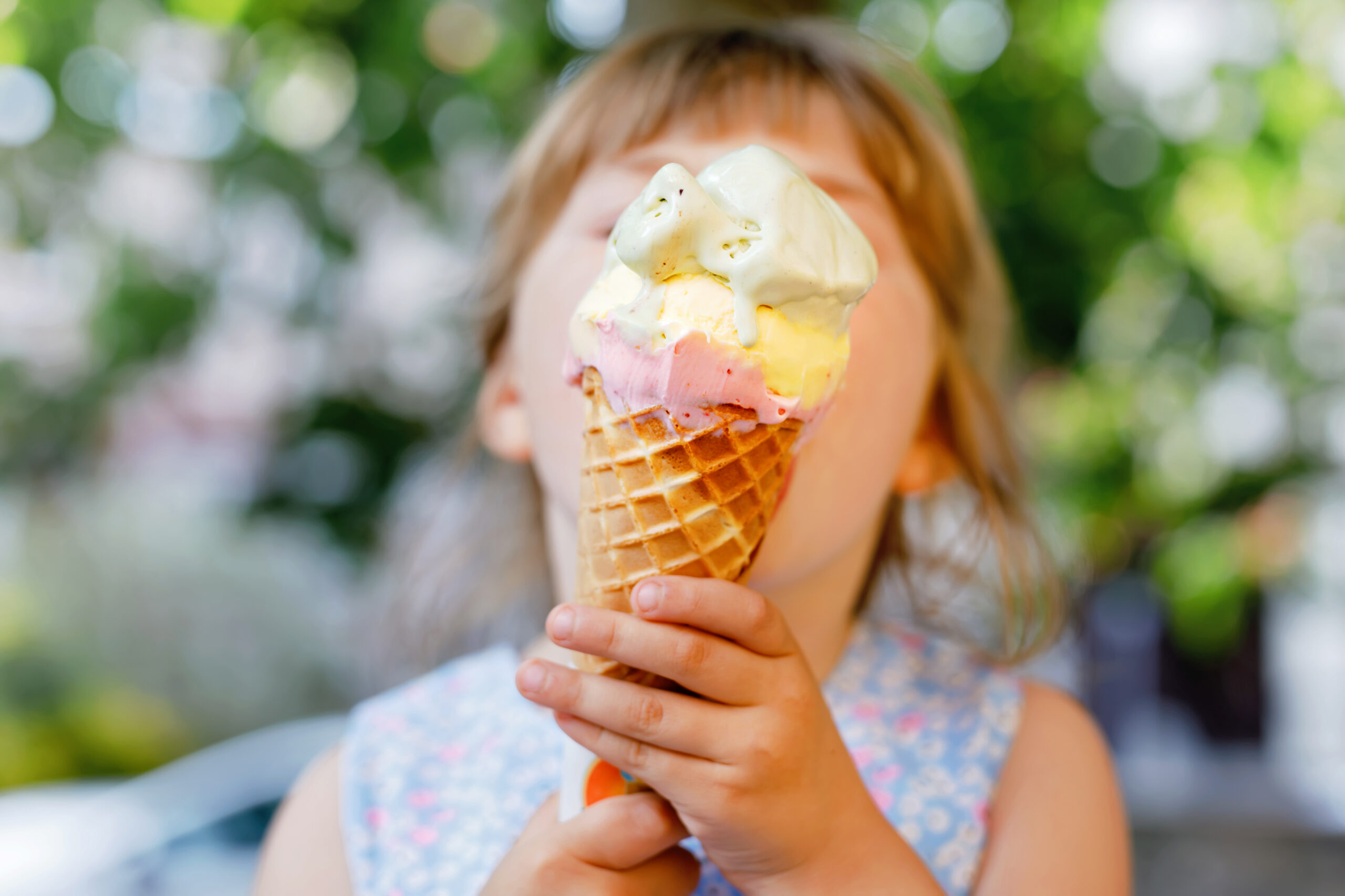 Little Girl eating an Ice Cream cone