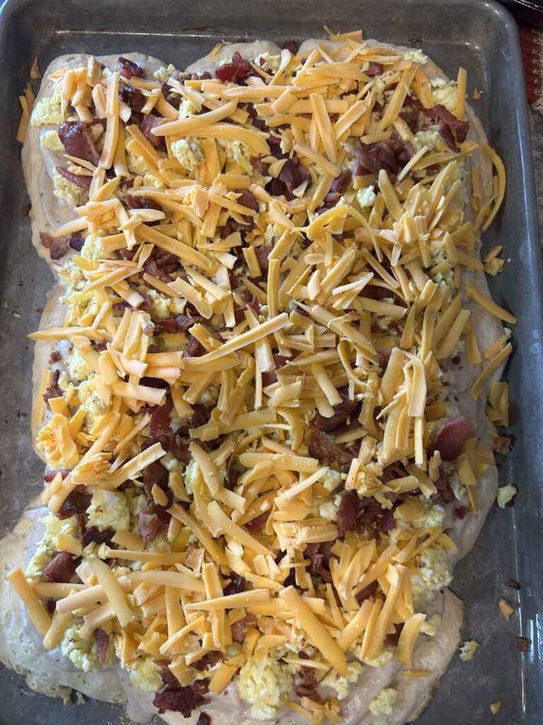 assembled Breakfast pizza