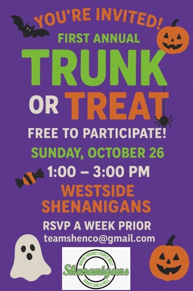 Trunk or Treat at Shenanigans Ellis Location