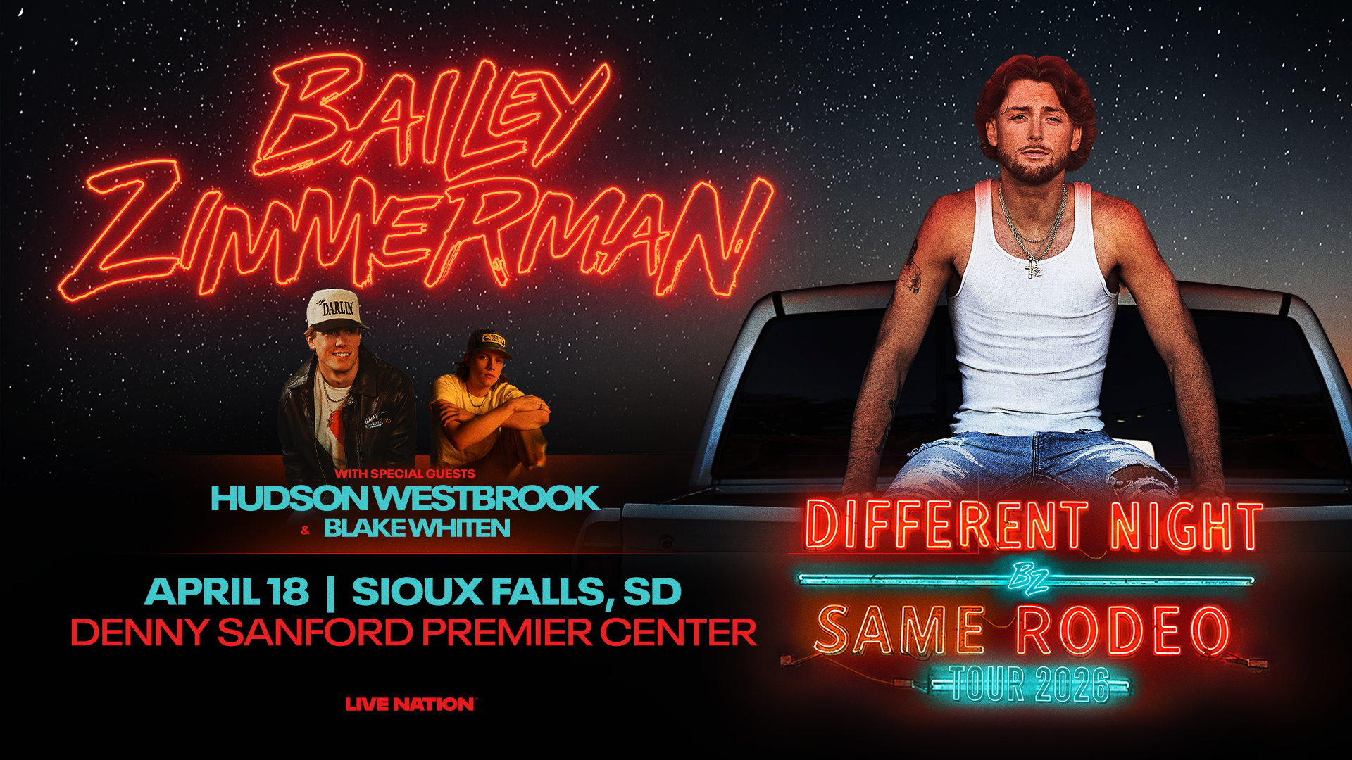 Bailey Zimmerman: Different Night Same Rodeo Tour 2026