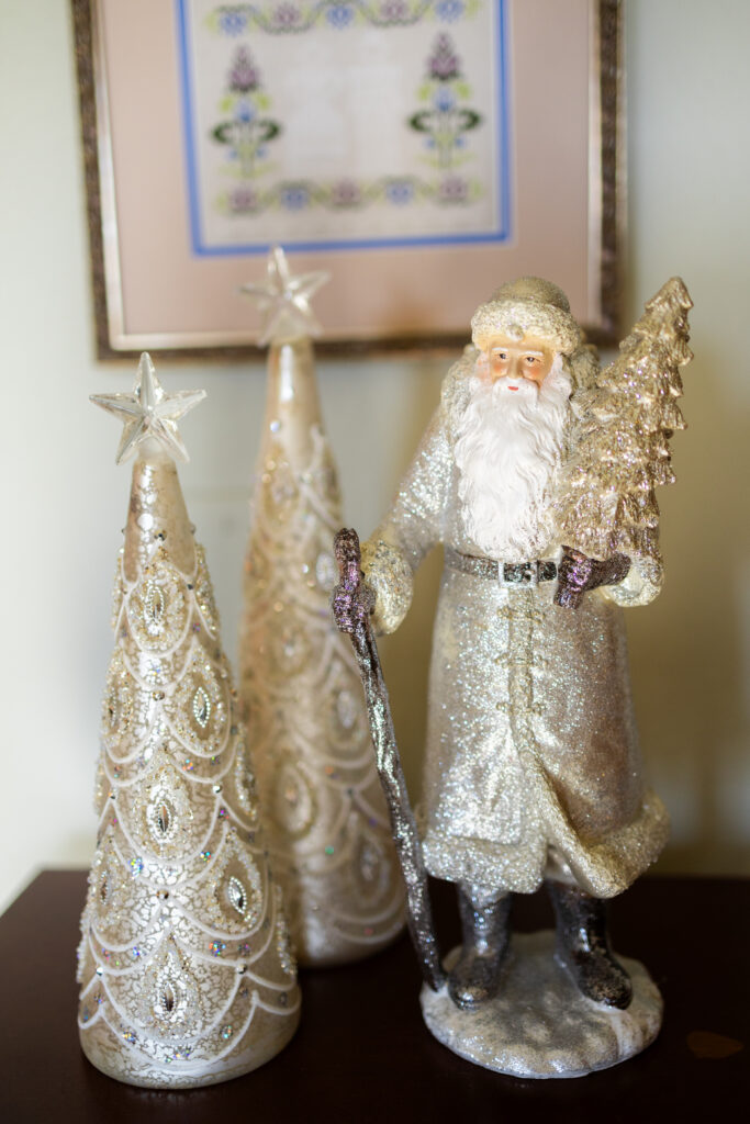 Santa and two silver trees cover family home