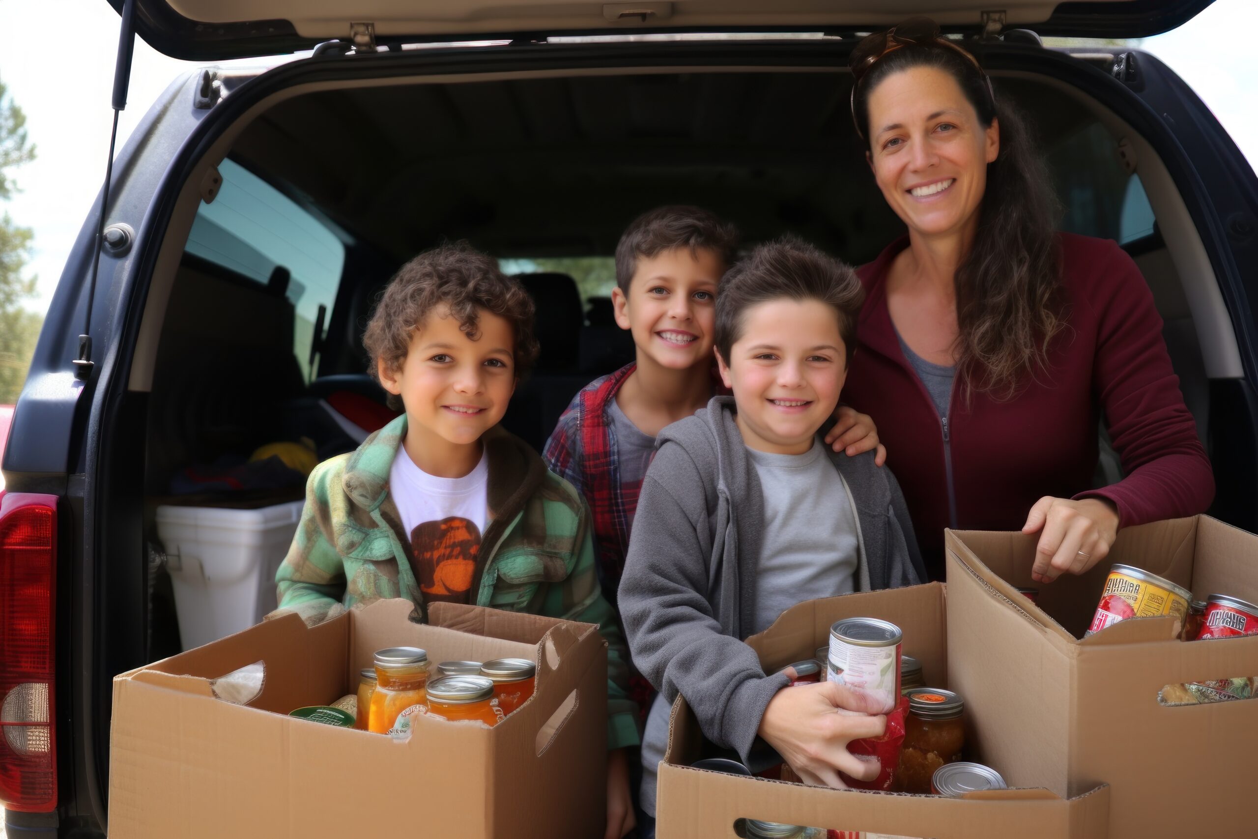 Family Volunterring and Giving Back to a food Bank