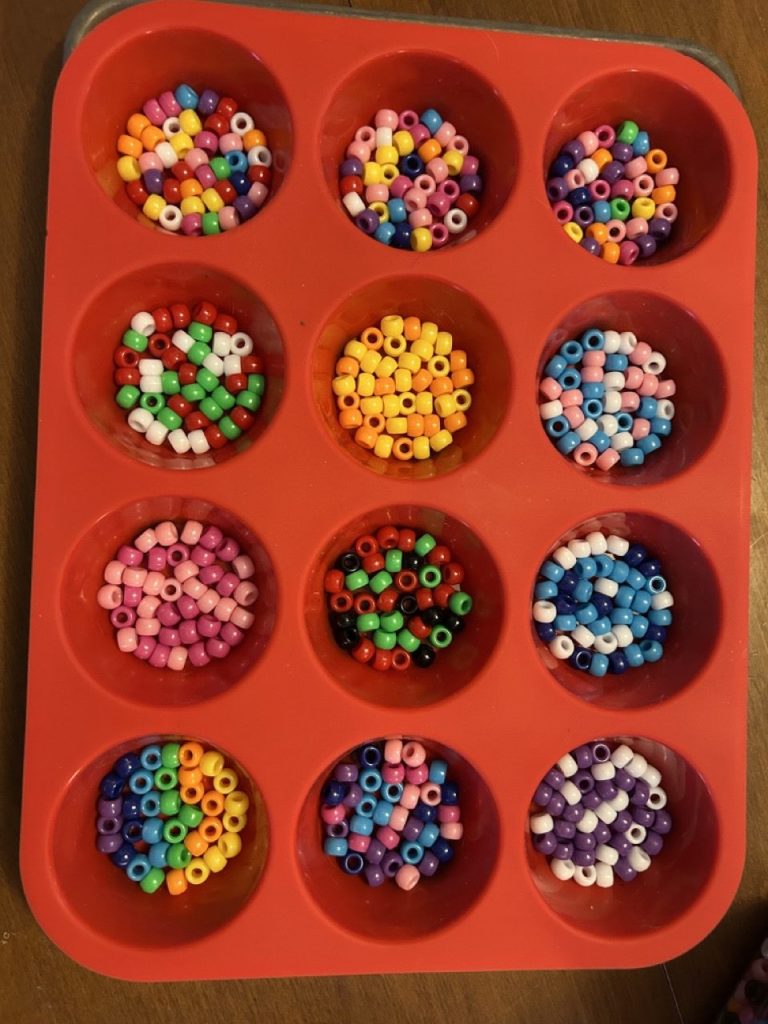 Melted Pony Bead Ornaments in the Muffin Pan