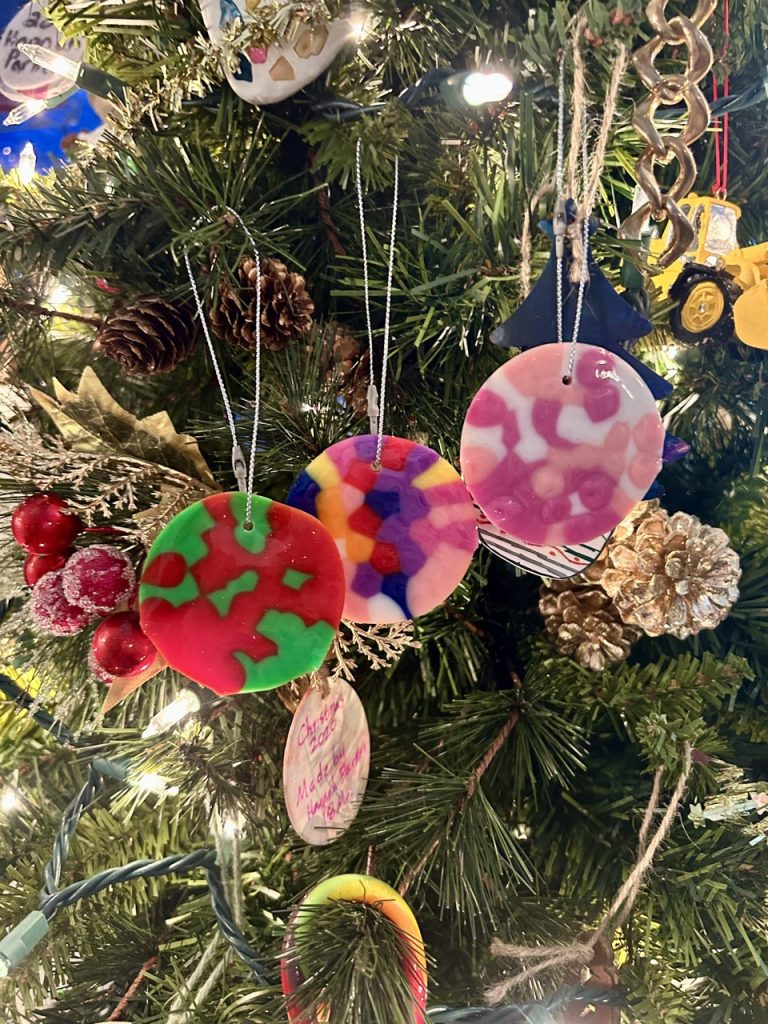 Melted Pony Bead Ornaments on the Tree