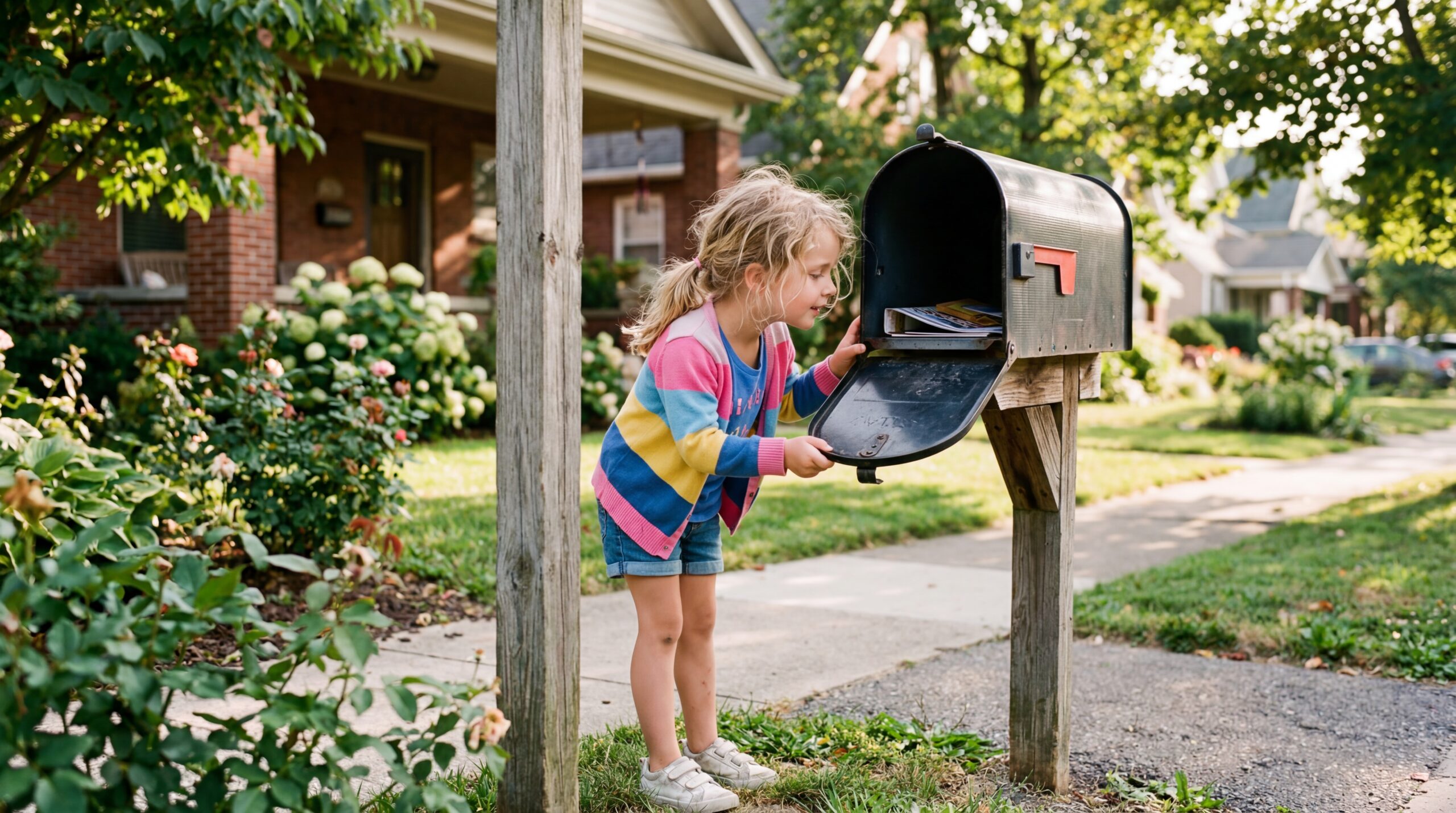 Kid looking into the Mailbox