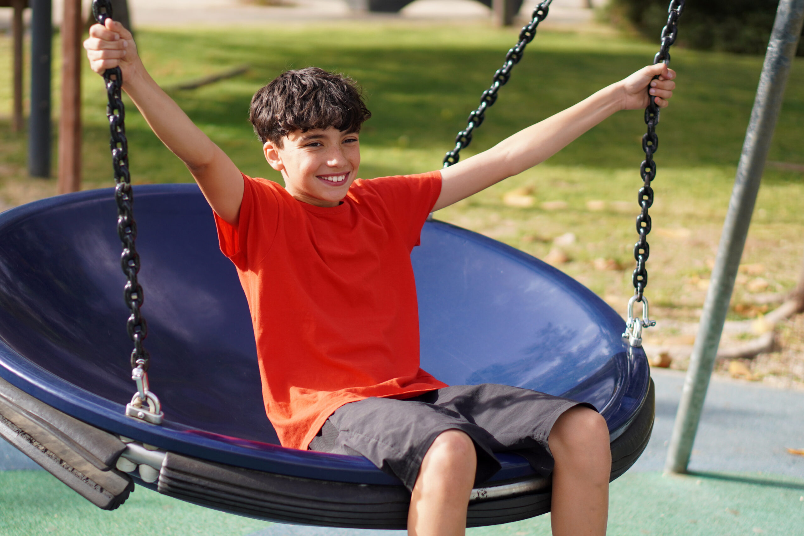 Preteen boy at a park
