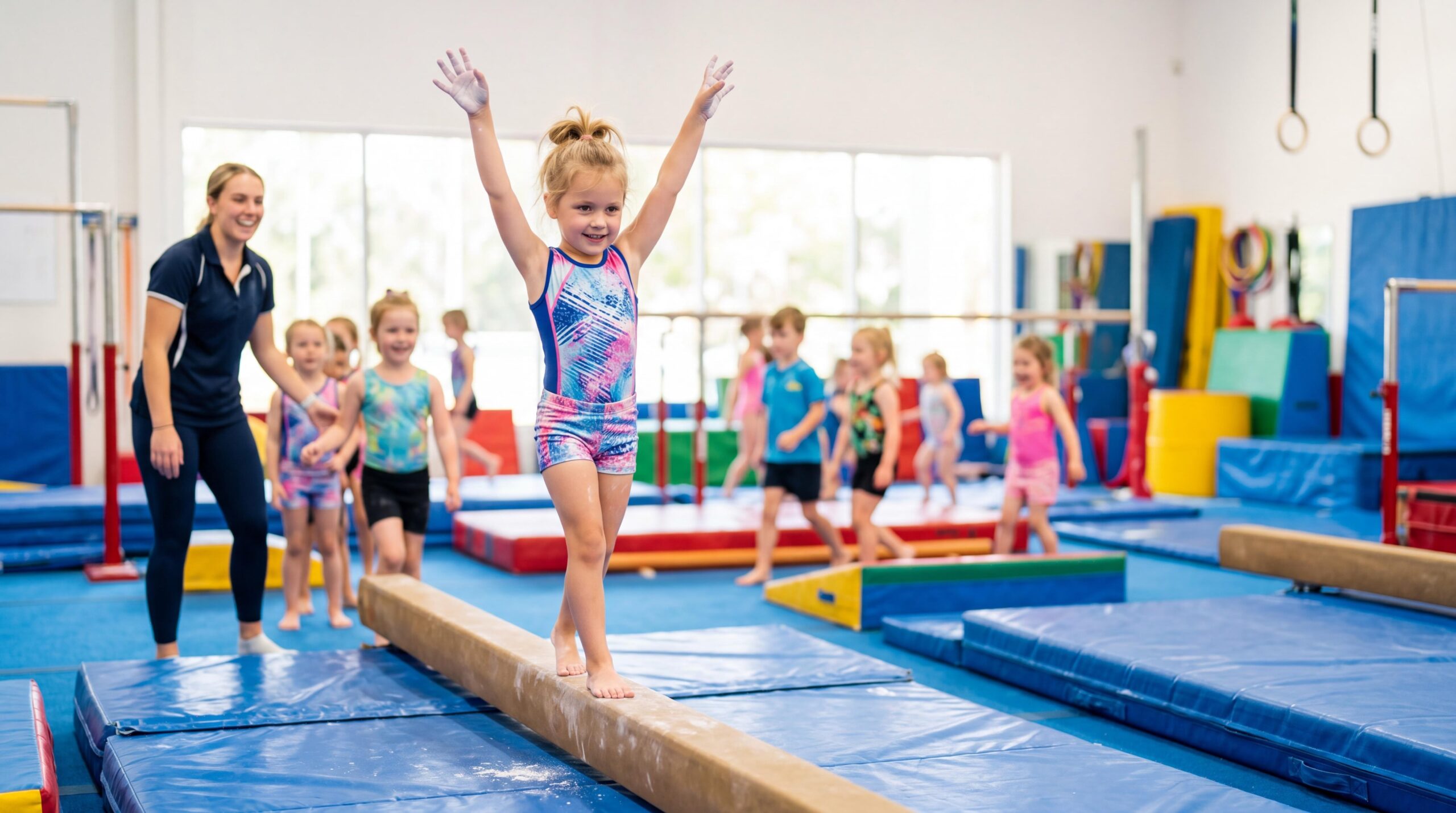 Little Girl on a balance beam