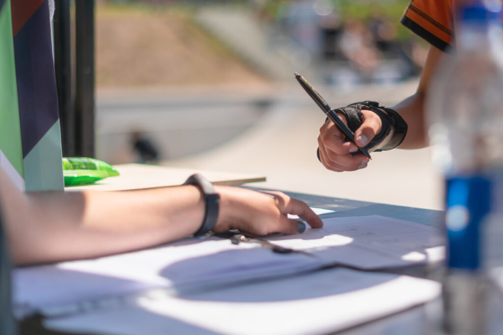 sign up sheet for registrations of sport